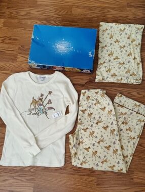 NWT - Disney Bambi Thermal Pajama Set with Printed Pants and Pillowcase